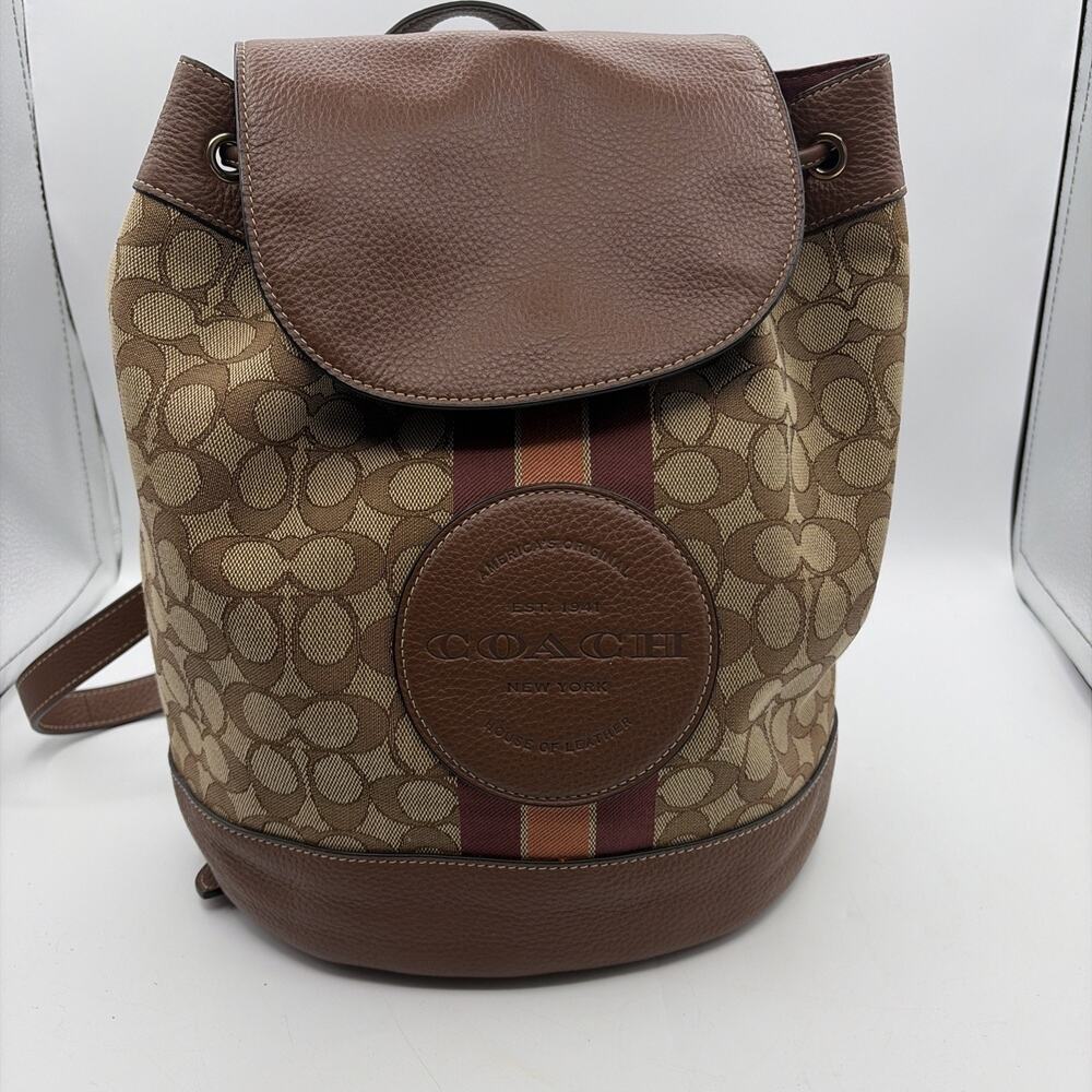 Coach Dempsey Drawstring Backpack In Signature Jacquard Patch Stripe Leather